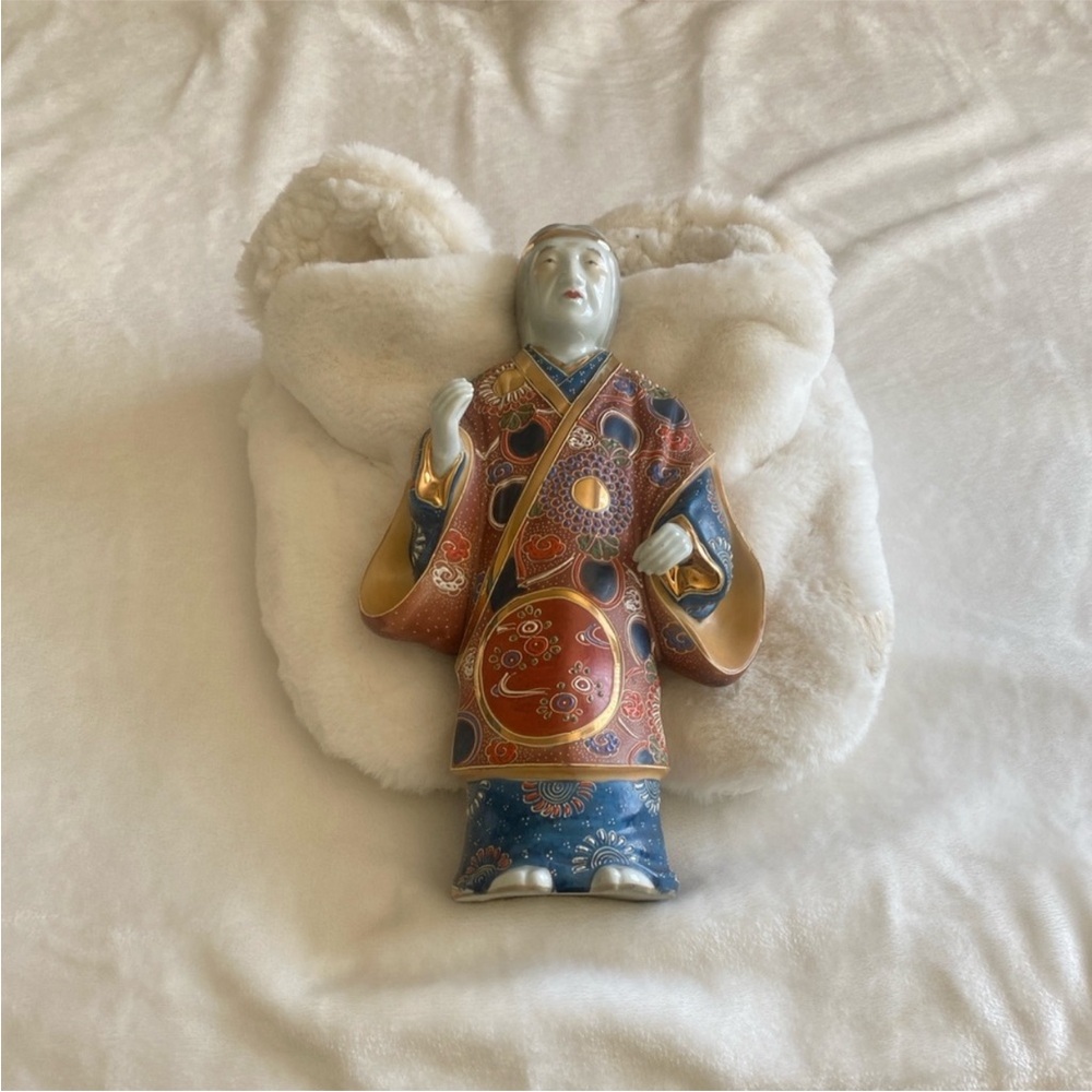 KUTANI TAKASAGO Vintage Colorful Ceramic Figurine with Intricate Patterns